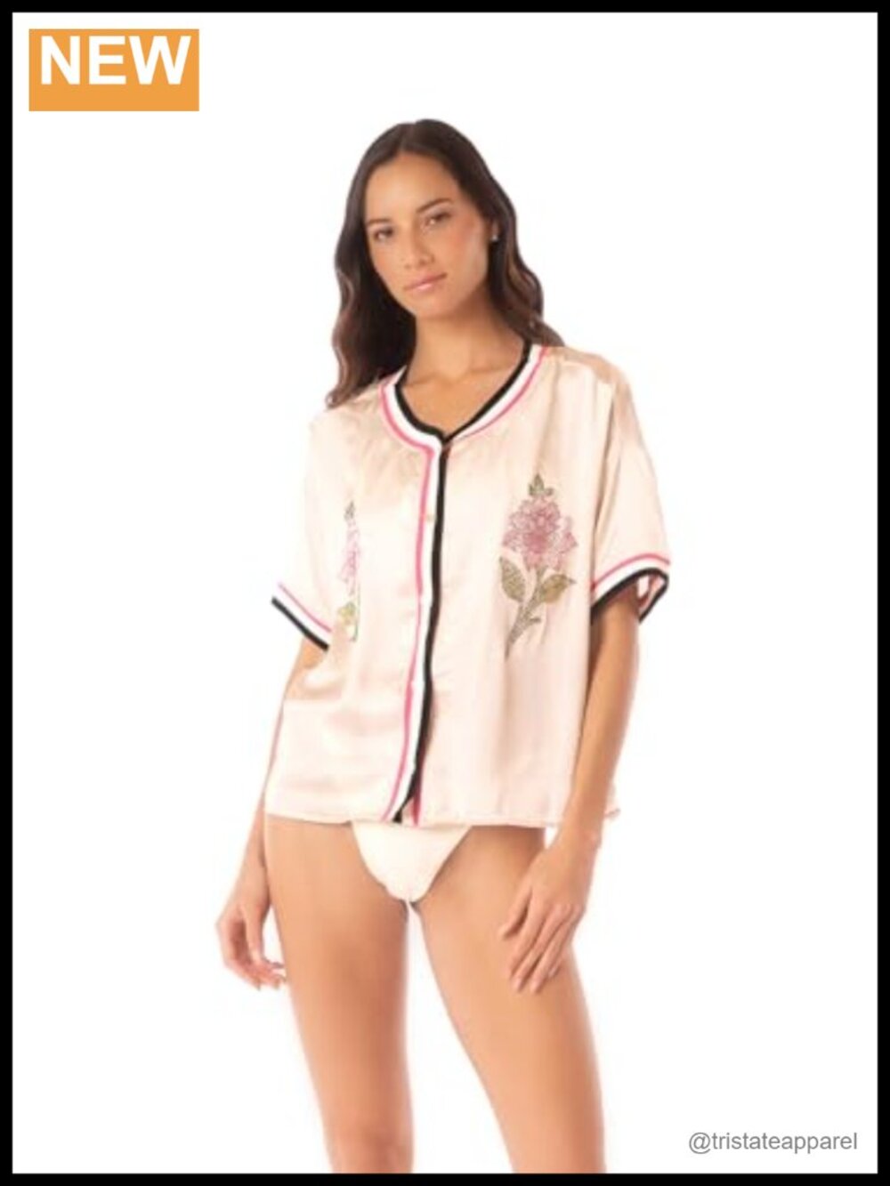 Maaji Isabeau 2 Ways Shirt Short Sleeve Button Crew Neck